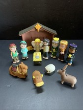 Hobby Lobby Children Nativity Set Soft Figures Christmas Scene Angel Manger 13pc picture