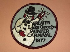 VINTAGE 1977 GREATER LAKE GEORGE WINTER CARNIVAL CLOTH PATCH picture