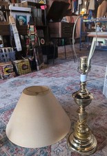 Vintage Excelsior Brass Trophy Urn Table Lamp W/ Shade  picture