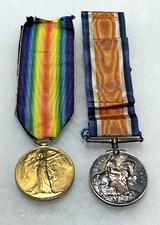 Great Britain World War I Victory & King George Silver Medals ORGINAL ANTIQUE picture