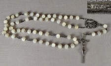 Vintage / 19c ITALIAN mother-of-pearl ROSARY with crucifix picture
