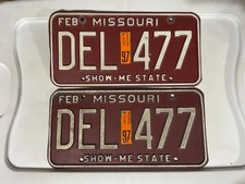 Missouri License Plate Pair of License Plates 1997 February DEL 477 picture