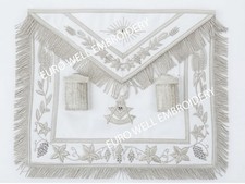 MASONIC REGALIA PAST MASTER APRON WHITE HAND EMBROIDERED picture