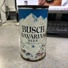 Tough Bush Bavarian Beer 12oz Flat Top Steel Beer Can EMPTY USA Man Cave Used picture