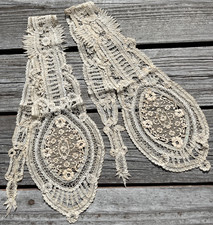 Pair of Antique Victorian Fine Lace Lappets Exquisite Detail 35