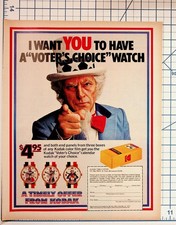 1972 Kodak Voter's Choice Watch Offer Magazine Ad Uncle Sam Political Ephemera picture