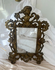 Antique Victorian Cast Brass Picture Frame Ornate Rococo Cherub picture