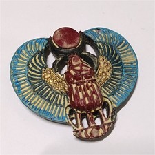 Egyptian Scarab Beetle Blue Gold Red Pharaoh Symbol Collectible Decor Gift picture