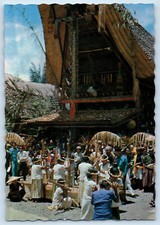 Sulawesi Indonesia Postcard Rice Pounding Dance at Siguntu Toraja Land 1982 picture