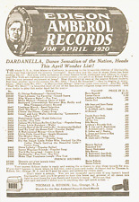 1920 THOMAS EDISON Amberol records antique PRINT AD EPHEMERA music picture