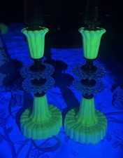 Two Akro Agate Uranium Table Lamps. Rewired 9.75