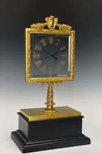 French Robert Houdin Glass Dial Double Hands Gilt Mystery Magic Mantle Clock picture