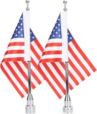 2 Kit of American Flag USA and Motorcycle Flag Pole Mount For Harley Honda picture