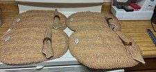 Vintage set of 4 quilted floral placemats with ruffles + napkins & rings picture