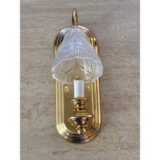 Vintage Brass Wall Sconce Hollywood Regency Glass Tulip Shade Light Fixture TIA picture