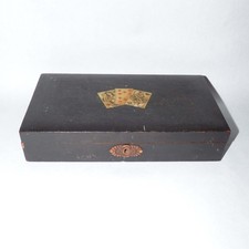 Antique Whist Card Game Set Box 4 Lacquer Boxes Bakelite Tokens Excelsior c.1900 picture