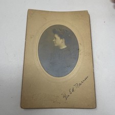 Antique Edwardian 1900s lady woman portrait mounted paper cardboard photograph picture