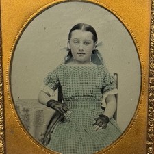 TINTED AMBROTYPE - 1/9 Ruby Ambrotype with beautiful green tinting of an identif picture