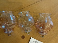 3 NEW Vtg Homco 1192 Pink Celeste Glass Peg Votive Candle Cups picture