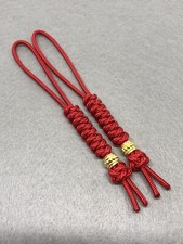 2mm Paracord Knife Lanyard 2pk Red Cord Snake Knot With Metal Bead picture