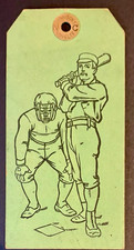 Rare Antique 19th C Dennison's Novelty Co Baseball Equipment String Tag Vtg picture