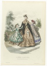 La Mode Illustree 1860 Vintage Paris Fashion Plate Crinoline Reprint Wall Art picture
