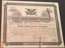 Cutler Improvement Company Mining Boston MA 1895 Antique Signed Certificate  picture