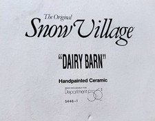 Department 56 Snow Village Dairy Barn Hand Painted 5446-1 picture