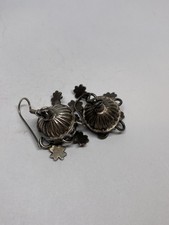 10g 925 STERLING SILVER 4 LEAF CLOVERS DANGLE VINTAGE EARRINGS FINE JEWELRY picture