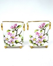 Antique VISTA ALEGRE Portugal OVAL SET Hand Painted Porcelain CACHEPOTS 1947 EC picture