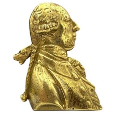 Vintage George Washington Brass Tone Metal Bust Paperweight Americana Desk Decor picture