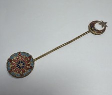 Antique 1880s French Champleve Enamel & Gilt Brass 5.5” Colorful Spoon picture