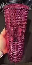 Starbucks 2022 Christmas Pink Bling Studded Tumbler 24 oz Cold Cup No Straw picture