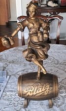 Blatz Beer Valerie Barmaid Girl Display Statue 1986 Vintage Bronze Tone picture