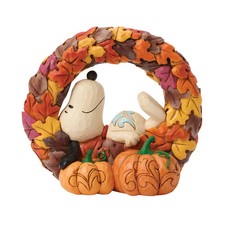 Jim Shore Peanuts SNOOPY ON FALL WREATH-LAYERS OF AUTUMN 6018512 BRAND NEW picture