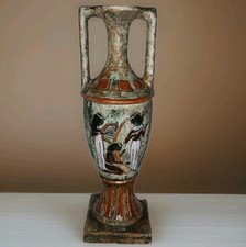 Vtg MCM Italian Pottery Egyptian Amphora Urn Vase Figural Musicians Museum 14.” picture