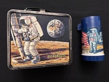 Vintage 1969 Aladdin The Astronauts Metal Lunch Box w/ Thermos Apollo Moon NASA picture