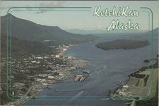 Ketchikan Alaska AK Aerial view of Ketchikan and its harbor 4x6 Postcard picture