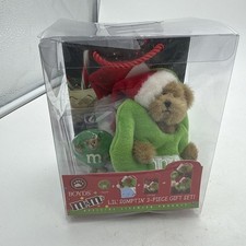 Boyds Bears 2006 Lil' Sumptin' 3-Piece Gift Set  Plush Magnet Green M&M #919064 picture