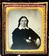 Antique Hand Tinted Tintype Photograph Portrait of Woman in Case B&W c1856-58 picture