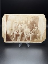 ANTIQUE LATE 1800's CABINET PHOTO - UNIDENTIFIED GROUP OF TEN (10) MEN POSING picture