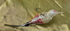 Vtg 1920s-1940's Germany Stamped Mercury Glass Spun Tail Bird Christmas Ornament picture
