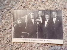 Vintage Keystone Quartet Radio Broadcasters Card WKP Microphone Early Radio Era picture