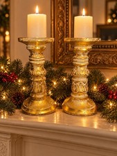 Pair of Vintage Gold LEAF Candle HOLDERS picture