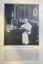 1907 Vintage Magazine Illustration Pope Pius X in his Vatican Study picture