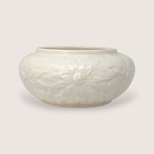 Vintage 1997 Handmade Floral Cream Ceramic Bowl picture