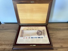 1977 Queens Jubilee Gold Plated Sterling Silver Stamp Set In Velvet Mahogany Box picture
