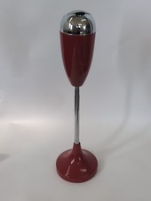 Vintage Mid Century Modern Floor Standing Ashtray Red Chrome Telescoping Smoke picture