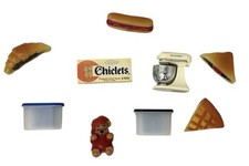 Vintage Magnets 1970s Fridge Chiclets Mini Mixer Food Sleeping Teddy Bear picture