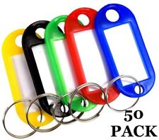 50 Pcs Plastic Key Tags Id Label Name Luggage Car Tags Split Ring Baggage Chains picture